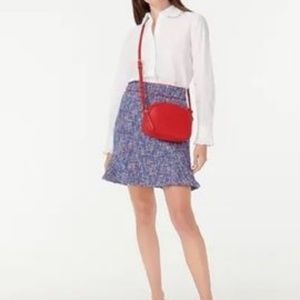 J. Crew Fluted Autumn Tweed Blue Red Mini Skirt 12 NWT
